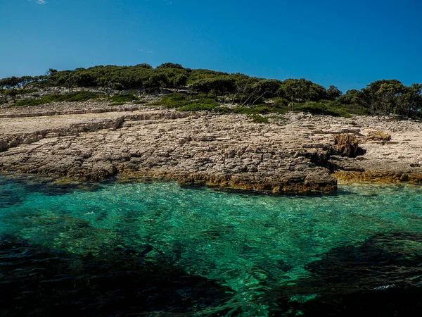 Lagune Paradis Aquatique Turquoise Dans Archipel Îles Archipel Des Kornati — Photo