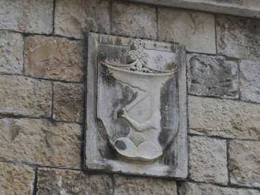 Dalmaçya 'nın ortaçağ kasabası Dalmaçya' nın Loggia 'sı Hırvatistan UNESCO Dünya Mirası Alanı Eski Şehir ve bina ayrıntıları.