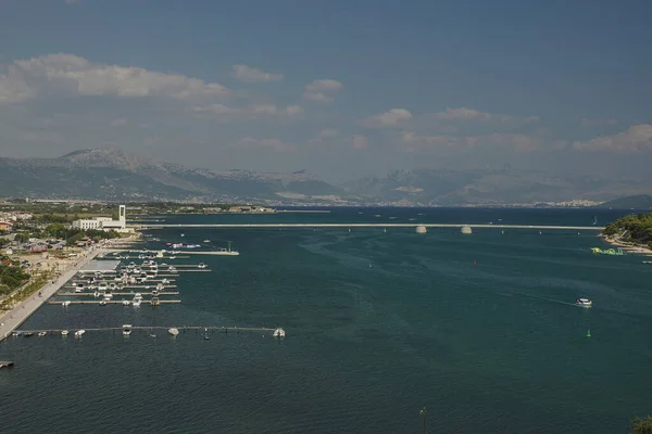 Widok Wieży Zegarowej Średniowiecznego Miasta Trogir Dalmacji Chorwacja Lista Światowego — Zdjęcie stockowe