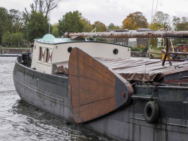 Amsterdam tarihi gemileri tekne detaylarını kapatın.