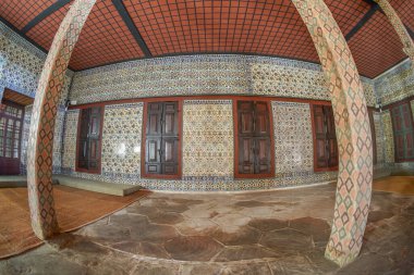 İSTANBUL, TURKEY - 5 Ocak 2024: Topkapı Sarayı İstanbul, Türkiye, Antik Osmanlı malikanesi manzarası - Harem iç görünümü