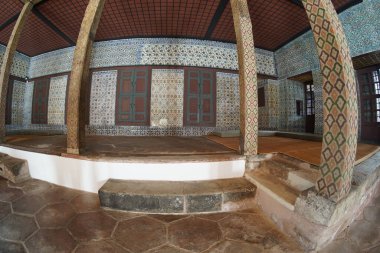 İSTANBUL, TURKEY - 5 Ocak 2024: Topkapı Sarayı İstanbul, Türkiye, Antik Osmanlı malikanesi manzarası - Harem iç görünümü