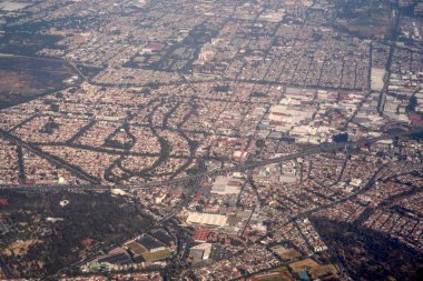 Uçak panoramasından Meksika şehri hava manzarası