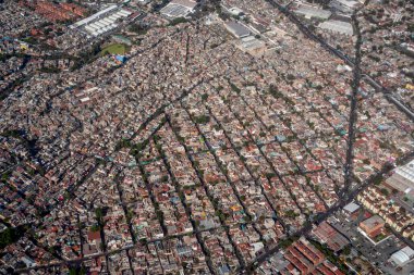 Uçak panoramasından Meksika şehri hava manzarası