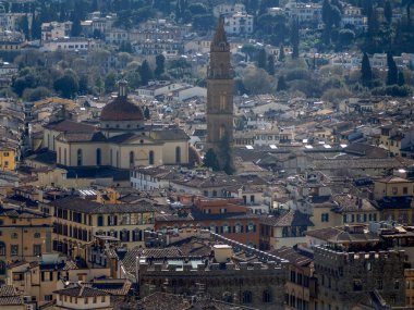 Floransa Havayolları şehir manzarası giotto kulesinden Santa Maria dei Fiori, Brunelleschi Dome, İtalya yakınlarındaki katedrale kadar...