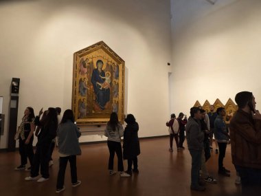 FLORENCE, İTALYA - 24 Mart 2024 Uffizi Galerisi dünyanın en önemli müzelerinden biri.
