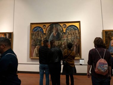FLORENCE, İTALYA - 24 Mart 2024 Uffizi Galerisi dünyanın en önemli müzelerinden biri.