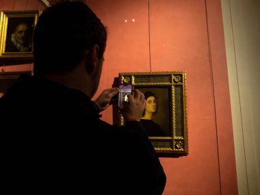 FLORENCE, İTALYA - 24 Mart 2024 Uffizi Galerisi dünyanın en önemli müzelerinden biri.