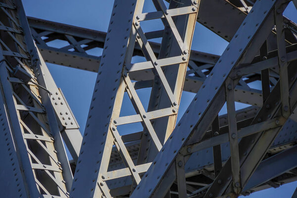 Porto an Unusual detail of Luis I Bridge over Douro River , Portugal