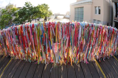 Aveiro Portekiz 'deki Portekiz Venedik köprüsünde aşk kurdeleleri