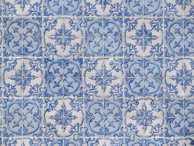 Aveiro, Portekiz, Portekiz fayansları Azulejo. Evin dış duvarlarını dekore etmek için geleneksel desen