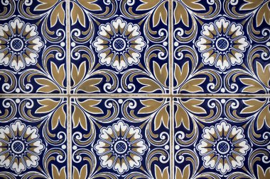 Aveiro, Portekiz, Portekiz fayansları Azulejo. Evin dış duvarlarını dekore etmek için geleneksel desen