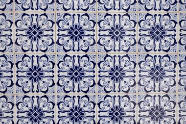Aveiro, Portekiz, Portekiz fayansları Azulejo. Evin dış duvarlarını dekore etmek için geleneksel desen