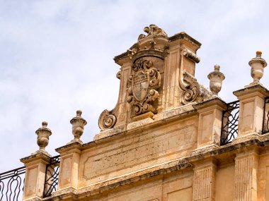 Noto küçük kasaba barok bina detayı Sicilya, İtalya