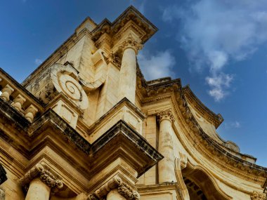 Noto küçük kasaba barok bina detayı Sicilya, İtalya