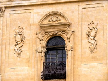 Noto küçük kasaba barok bina detayı Sicilya, İtalya