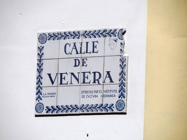 Bogota Kolombiya sokak tabelası De la venera (Venüs Caddesi).