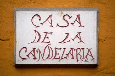 De la Candelaria Bogota Kolombiya sokak tabelası