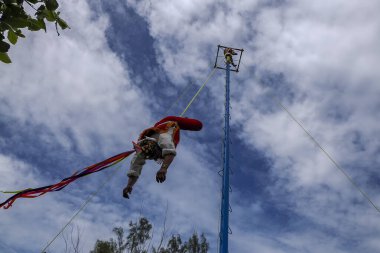 TULUM, MEXICO - 29 ECTOBER 2024 - Akrobatik İnsanlar Palo Volador, 