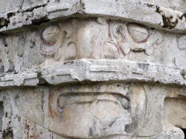 Frescos Tulum Maya Tapınağı tarihi arkeolojik alanı Yucatan Meksika 'yı harap ediyor.