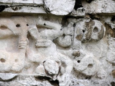 Frescos Tulum Maya Tapınağı tarihi arkeolojik alanı Yucatan Meksika 'yı harap ediyor.