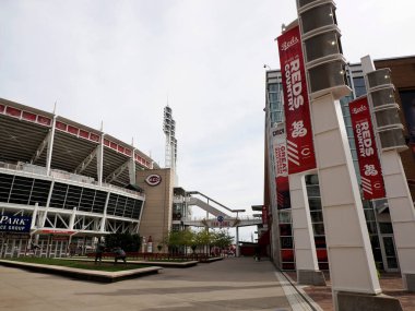 CINCINNATI, USA - SEPTEMBER 4 2024 - Reds baseball major league team stadium exterior clipart