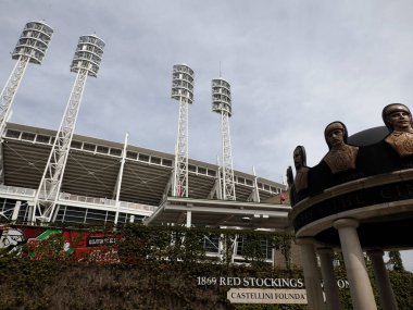 CINCINNATI, USA - SEPTEMBER 4 2024 - Reds baseball major league team stadium exterior clipart