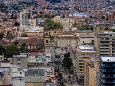 Bogota Kolombiya 'nın tarihi bölgesi Candelaria' nın gökdeleninden hava manzarası