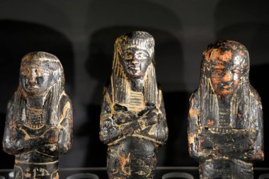 TURIN, İtalya - 14 Mayıs 2025 - Mısır müzesi dünyanın en önemli ikinci Mısır kolleksiyonu olarak kabul edilir. tatuette ayrıntısı