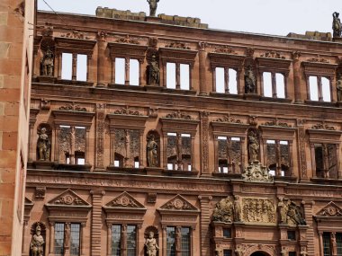 Almanya 'daki Antik Heidelberg Ortaçağ şatosunun detayları