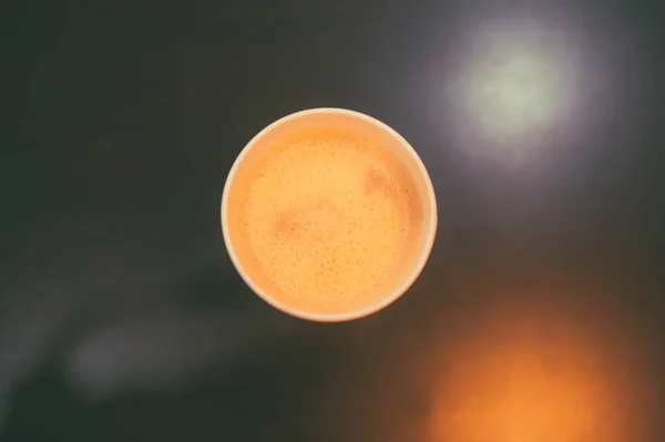 Одноразовая Чашка Кофе Видно Сверху — стоковое фото