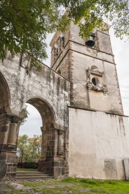 Tlaxcala, Meksika 'daki eski San Francisco manastırının ayrıntıları..