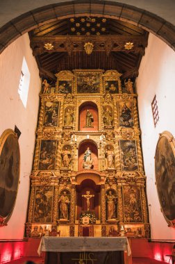 Tlaxcala, Meksika 'daki eski San Francisco manastırındaki varsayım tapınağının ayrıntıları..