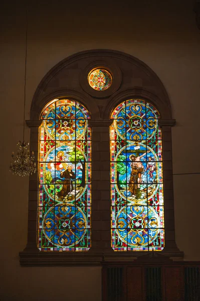 Stained Glass Windows Church San Francisco Asis Sunset Stock Picture