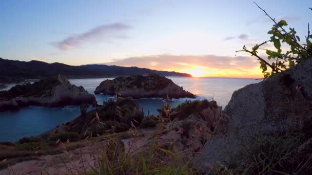 Video Selang Waktu Matahari Terbit Pantai Maruata Michoacn Meksiko Tebing — Stok Video