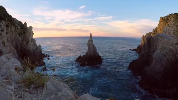Videoclipul Răsăritul Soarelui Plaja Maruata Michoacn Mexic Stâncă Puteți Vedea — Videoclip de stoc