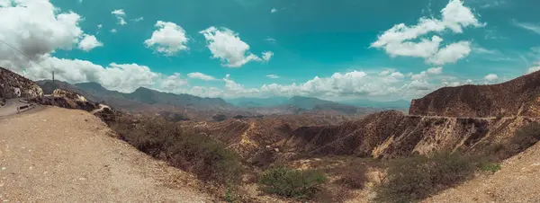 stock image Panoramic landscape photography of the Sierra Gorda of Queretaro, with a view mainly of mountains and desert with a beautiful blue sky.