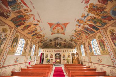 Ortodoks Katolik kilisesi San Antonio el Grande 'de, Rus tarzı resimlerle, Meksika Eyaleti, Jilotepec' te..