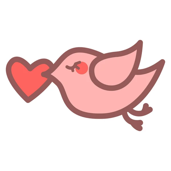 Cute Valentine Bird Vector Illustration — Stock Vector
