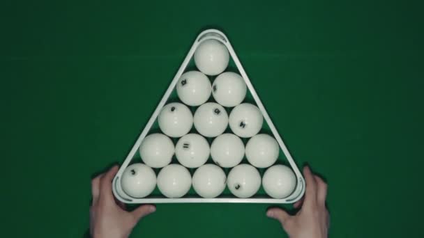Installation Jeu Billard Pyramidal Russe Joueur Préparant Tirer — Video