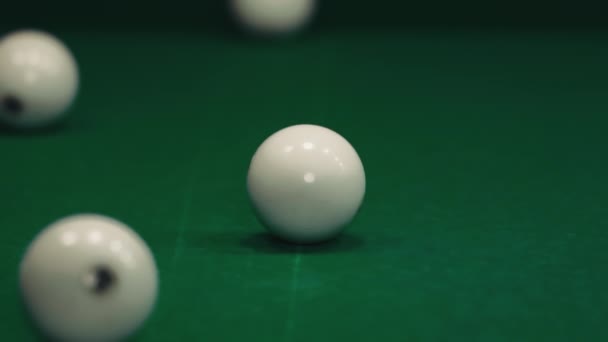 Playing Billiards Green Table Dark Room — Stock Video