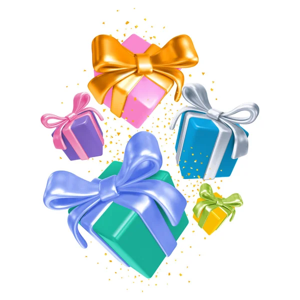 Boîtes Cadeaux Tombant Flèche — Image vectorielle