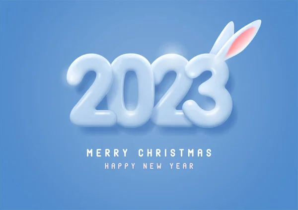 Bonne Année 2023 Numéros Réalistes Plastique Brillant Dans Style Dessin — Image vectorielle