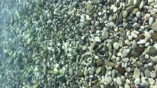 Small Multicolor Sea Stones Pebble Bottom Sea Clear Transparent Water — Stockvideo