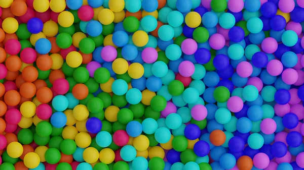 Bolas de plástico coloridas na grande piscina seca no centro de