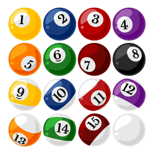 Pool American Billiards Balls Collection Snooker Color Balls Numbers Zero — 图库矢量图片