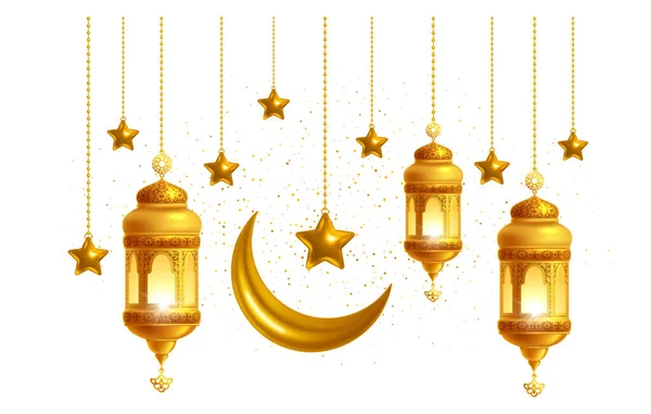 Luxury Elegant Decoration Ramadan Kareem Celebration Other Design Golden Crescent — Stock Vector