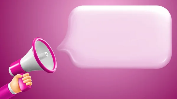 用粉色背景的扩音器配音 带有概念设计的横幅模板 用于销售 数字营销等广告 矢量3D实际说明 — 图库矢量图片
