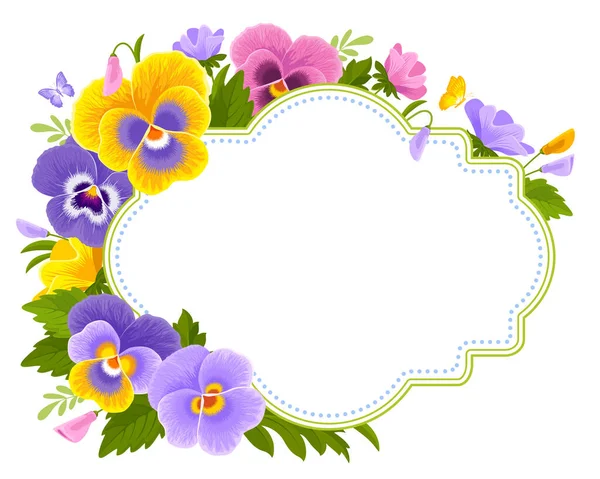 Hoş Tebrik Kartı Etiket Kır Çiçekleriyle Dolu Afiş Şablonu Mor — Stok Vektör