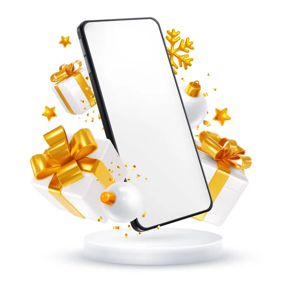 Conception Publicitaire Pour Vente Nouvel Couleurs Luxe Blanc Smartphone Boîtes — Image vectorielle
